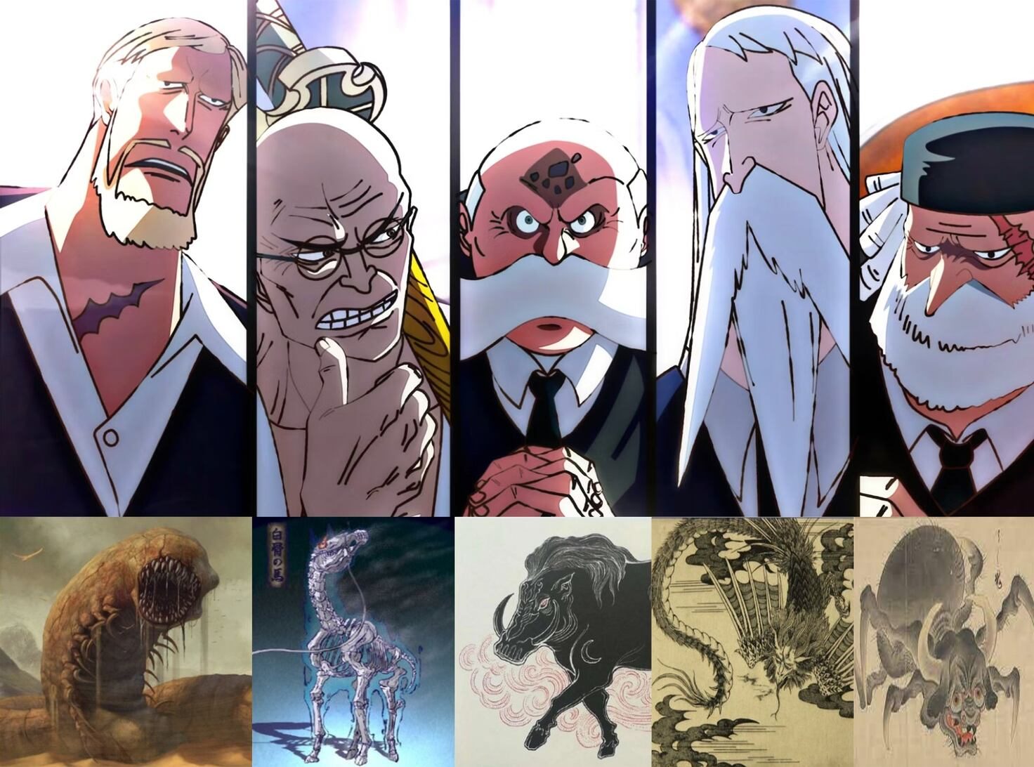El significado de los cinco ancianos y sus formas monstruosas
